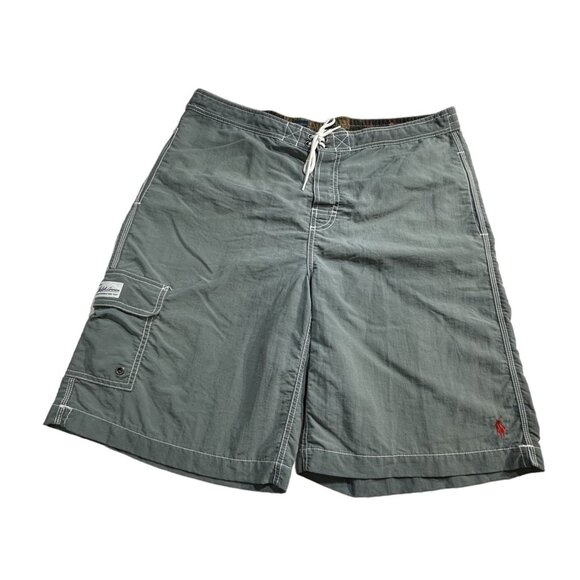Polo Ralph Lauren Board Shorts Swim Trunks Men's L Camouflage Waistband Red Logo - Picture 1 of 10